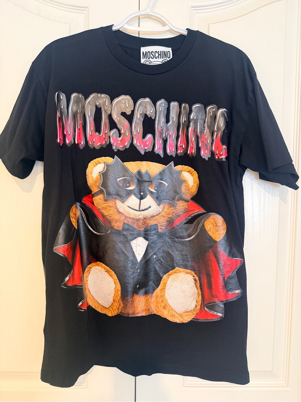 Moschino Couture Teddy Bear Vampire Dracula T-Shirt Black Women's XS